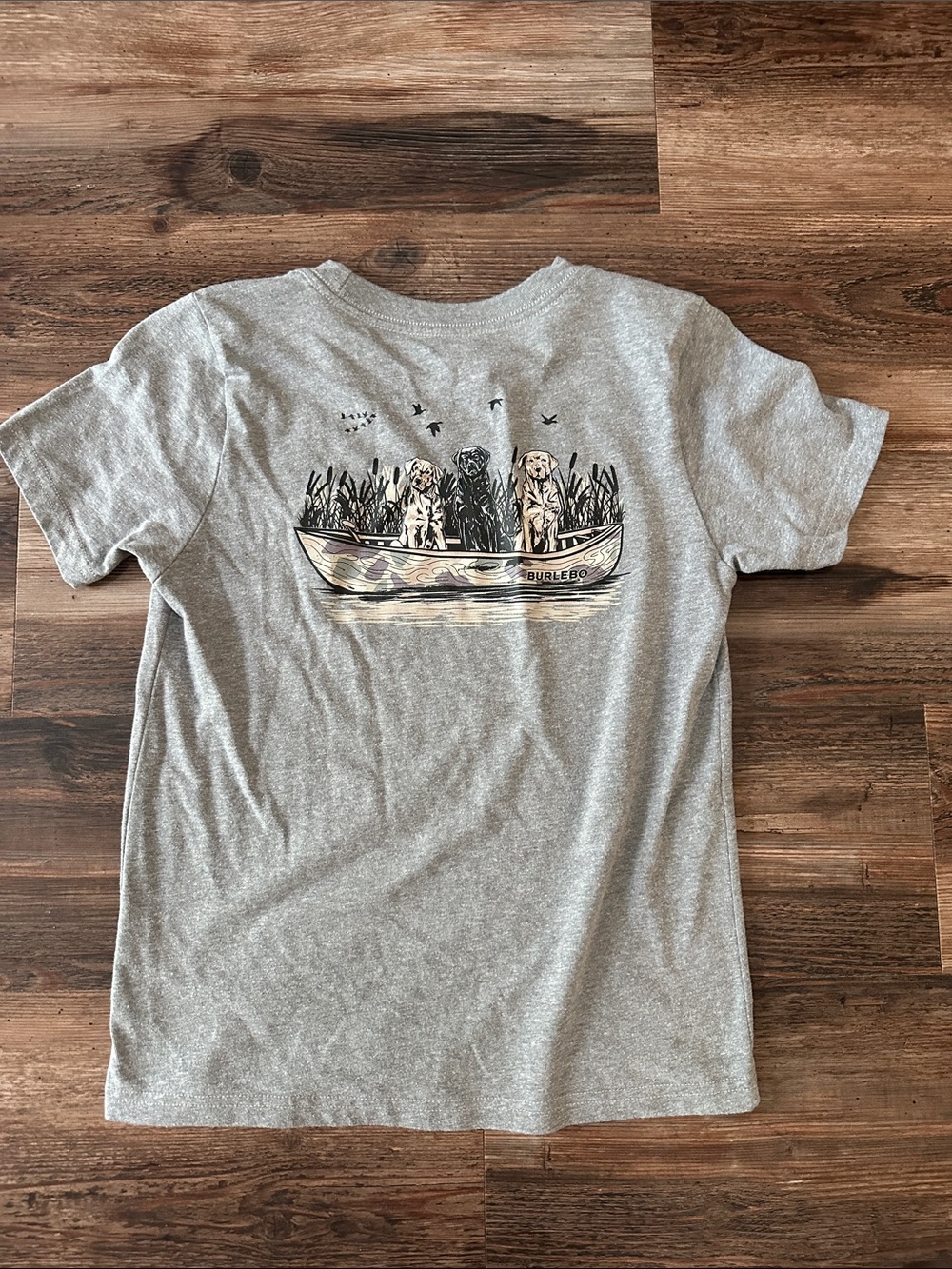 BURLEBO Gray Short-Sleeve Tee with Canoe & Dogs Graphic